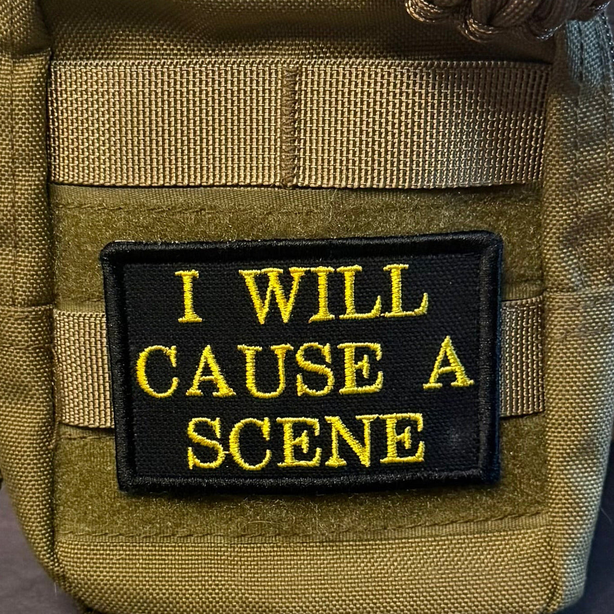 I Will Cause A Scene Funny Morale Patch, 2x3" | Made in USA | VELCRO® Brand Hook Backing