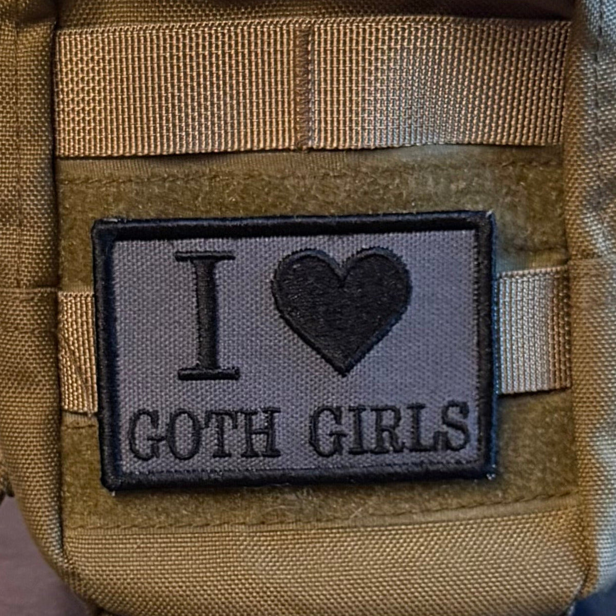 I Love Goth Girls Funny Morale Patch, 2x3" | Made in USA | VELCRO® Brand Hook Backing