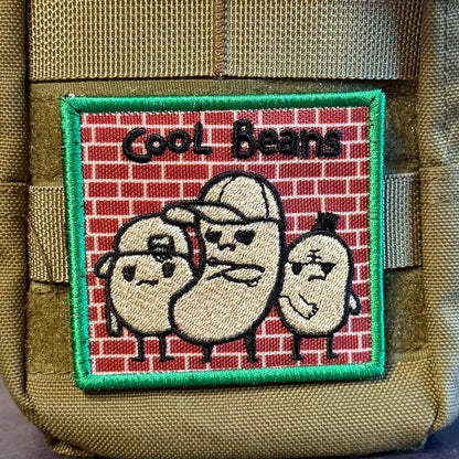 Cool Beans Funny Morale Patch, 2.5x2.5" | Made in USA | VELCRO® Brand Hook Backing