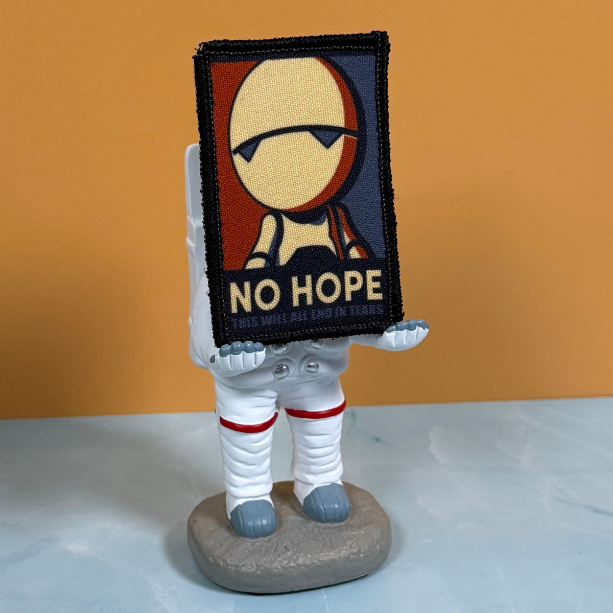 No Hope Meme Funny Morale Patch, Hitchhiker's Guide, 2x3" | Made in USA | VELCRO® Brand Hook Backing