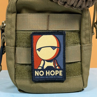 No Hope Meme Funny Morale Patch, Hitchhiker's Guide, 2x3" | Made in USA | VELCRO® Brand Hook Backing