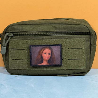 Shocked Doll Meme Funny Morale Patch, 2x3" | Made in USA | VELCRO® Brand Hook Backing