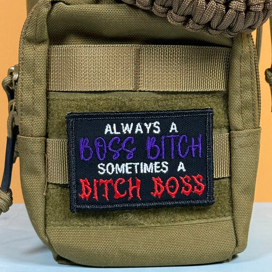 Boss B*tch, B*tch Boss Funny Embroidered Morale Patch, 2x3" | VELCRO® Brand Hook Backing