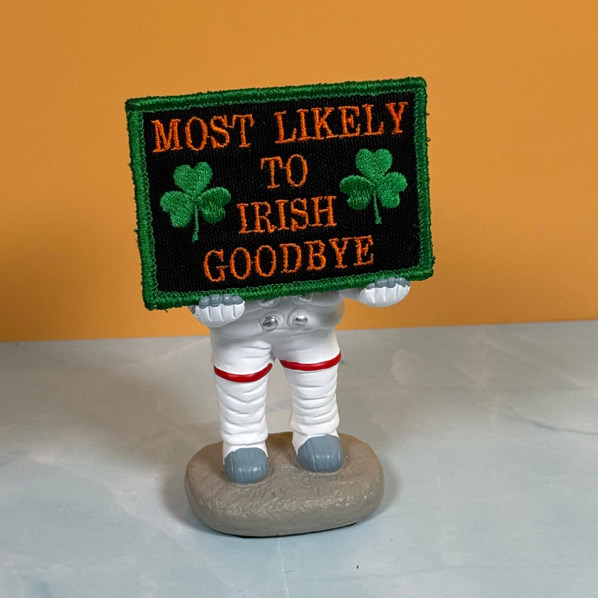 Most Likely To Irish Goodbye Funny Morale Patch, 2x3" | Made in USA | VELCRO® Brand Hook Backing