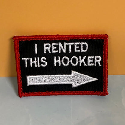 I Rented This Hooker Funny Morale Patch, 2x3" | Made in USA | VELCRO® Brand Hook Backing