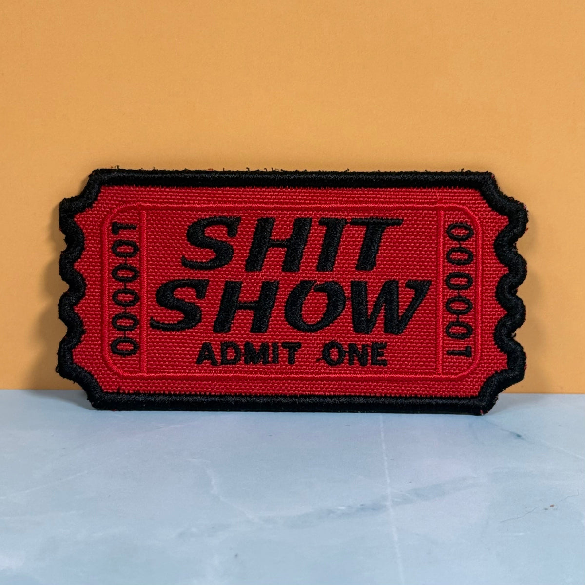 Welcome To The Shit Show Ticket Funny Morale Patch, 2.3x4" | Made in USA | VELCRO® Brand Hook Backing