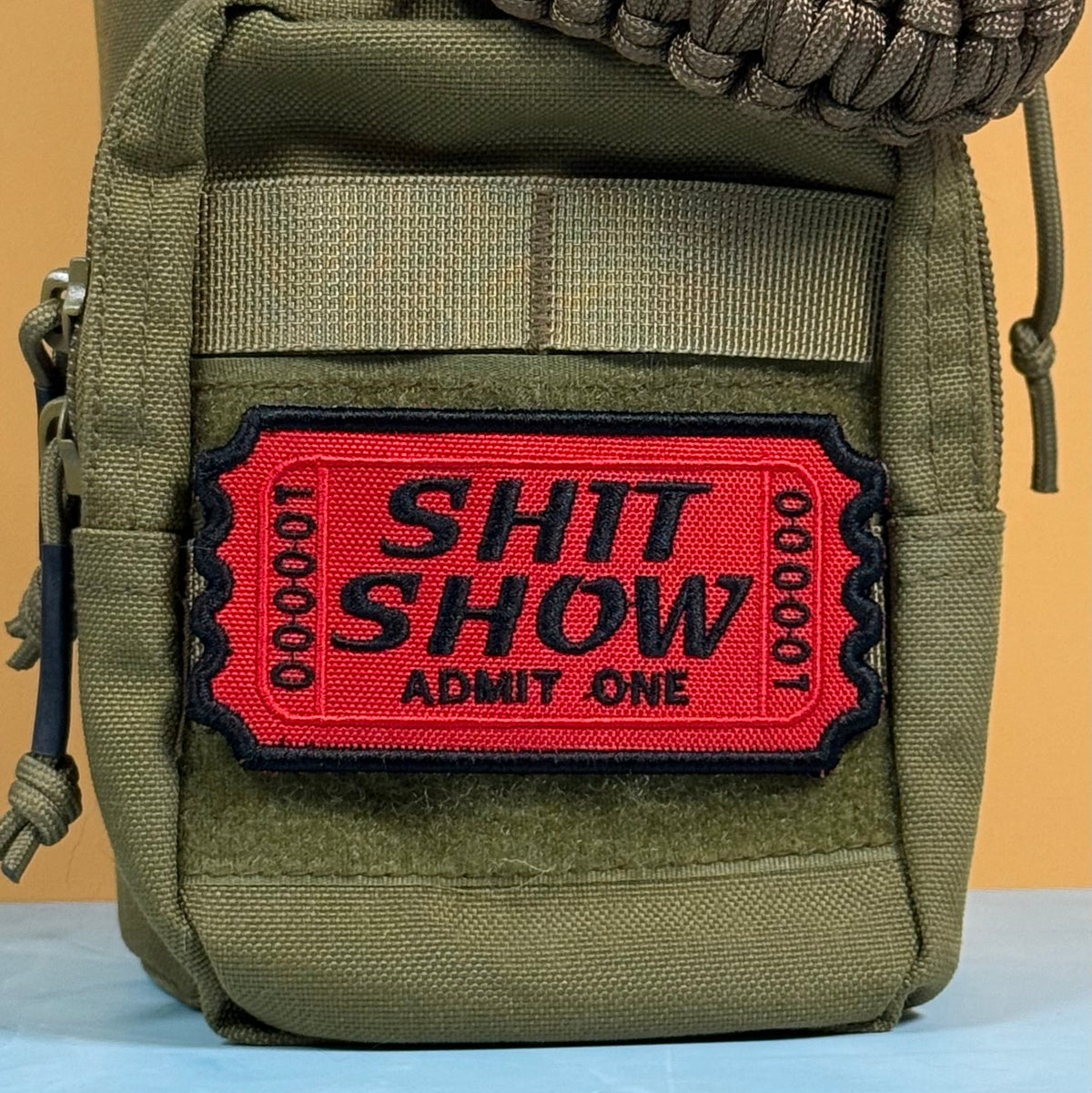 Welcome To The Shit Show Ticket Funny Morale Patch, 2.3x4" | Made in USA | VELCRO® Brand Hook Backing