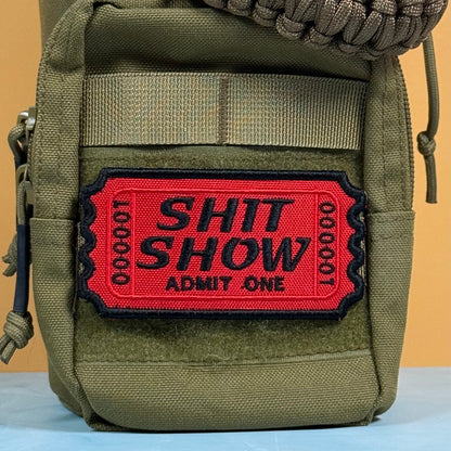 Welcome To The Shit Show Ticket Funny Morale Patch, 2.3x4" | Made in USA | VELCRO® Brand Hook Backing