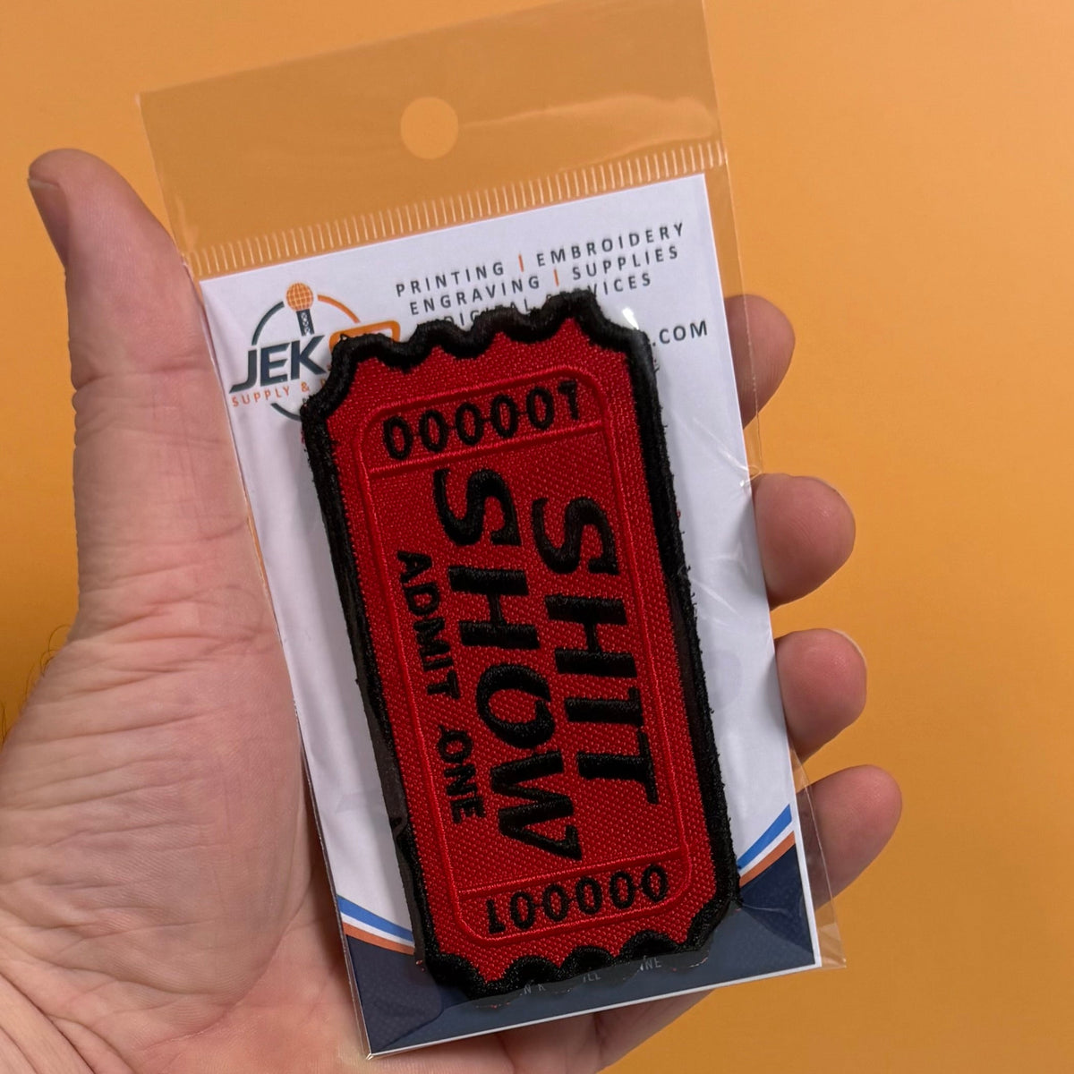 Welcome To The Shit Show Ticket Funny Morale Patch, 2.3x4" | Made in USA | VELCRO® Brand Hook Backing
