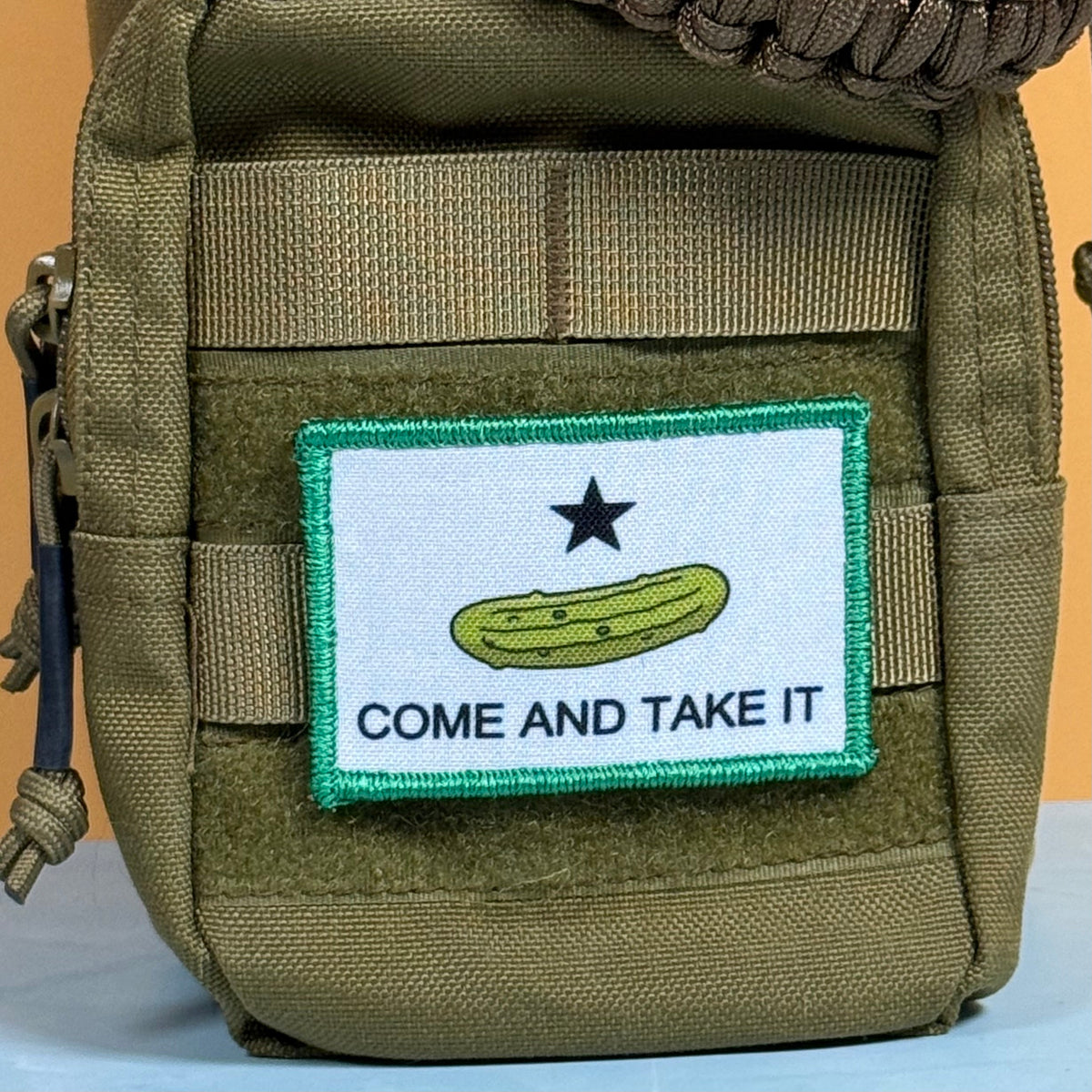 Come and Take It Pickle Funny Texas Style Morale Patch, 2x3" | Made in USA | VELCRO® Brand Hook Backing