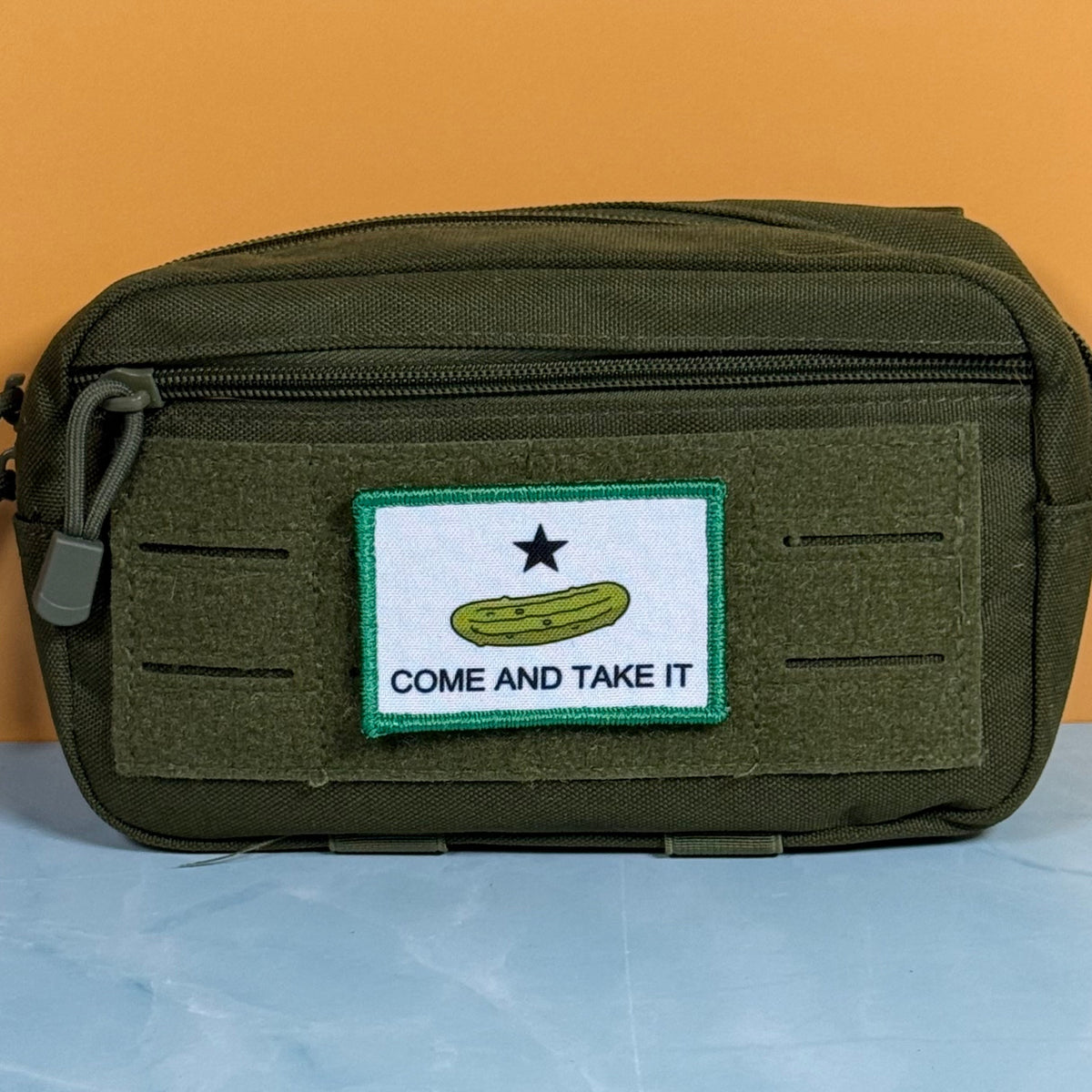 Come and Take It Pickle Funny Texas Style Morale Patch, 2x3" | Made in USA | VELCRO® Brand Hook Backing