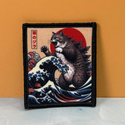Catzilla Funny Cat Morale Patch, 2.5x3" | Made in USA | VELCRO® Brand Hook Backing