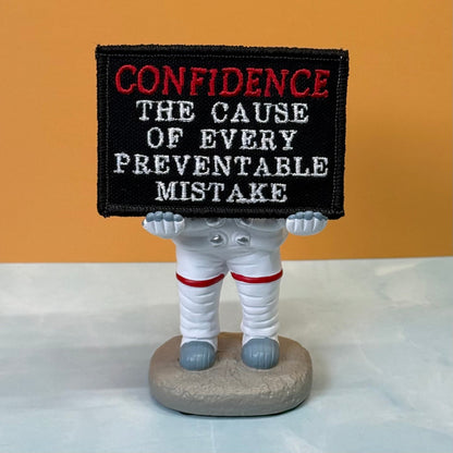 Confidence Causes Mistakes Funny Morale Patch, 2x3" | Made in USA | VELCRO® Brand Hook Backing