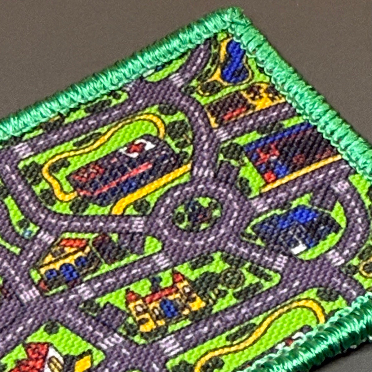 Retro Toy Car Pay Rug Carpet Funny Morale Patch, 2x3" | Made in USA | VELCRO® Brand Hook Backing