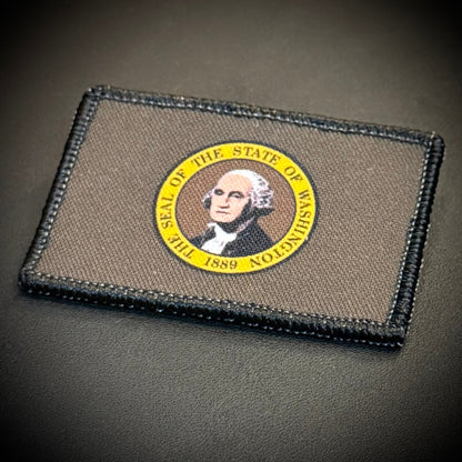 Washington State Flag Printed Morale Patch, 2x3" | VELCRO® Brand Hook Backing