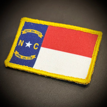 North Carolina State Flag Printed Morale Patch, 2x3" | VELCRO® Brand Hook Backing