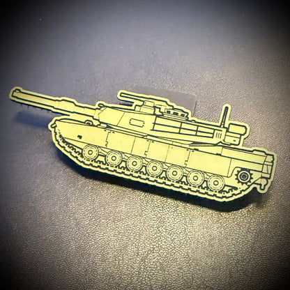 M1 Abrams Main Battle Tank Laser Engraved Morale Patch, 1.4x4" | VELCRO® Brand Hook Backing