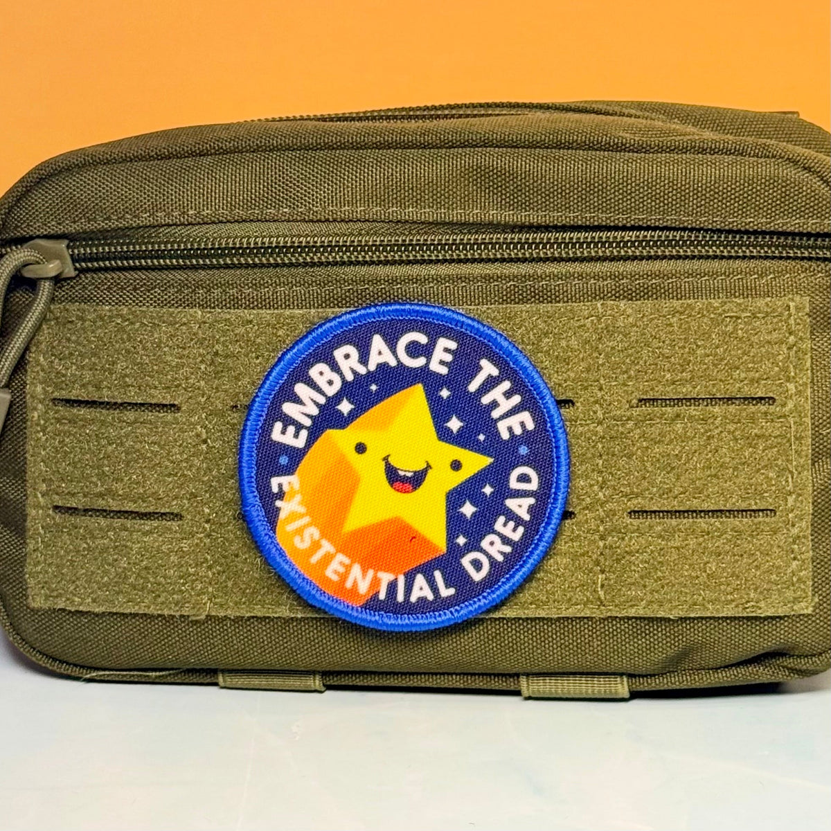 Embrace the Existential Dread Funny Printed Morale Patch, 3" Round | VELCRO® Brand Hook Backing