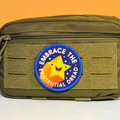 Embrace the Existential Dread Funny Printed Morale Patch, 3" Round | VELCRO® Brand Hook Backing