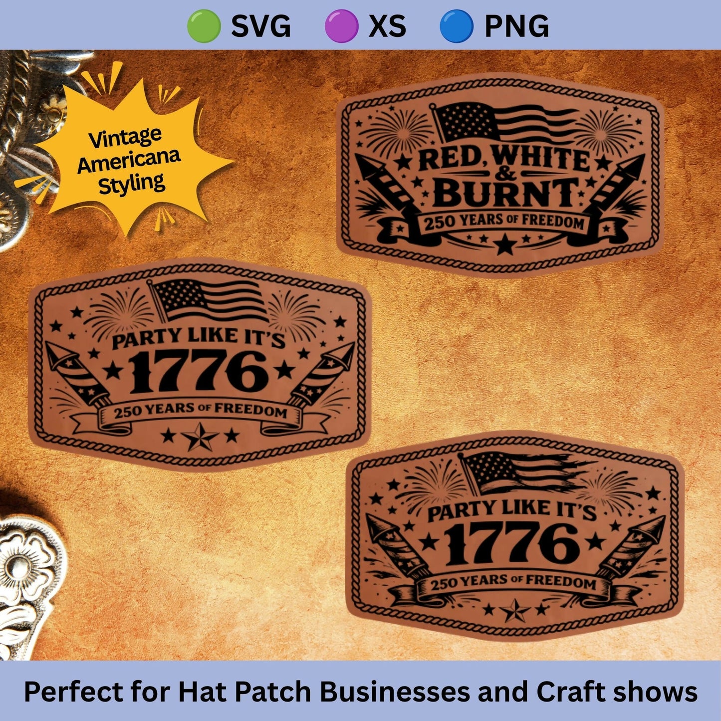 Patriotic Leatherette Hat Patches | Summer Freedom Collection