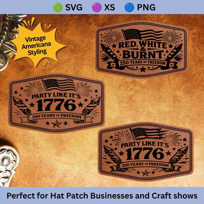 Patriotic Leatherette Hat Patches | Summer Freedom Collection