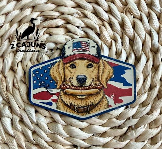 Labrador with Hot Dog Americana UV Printed Hat Patch