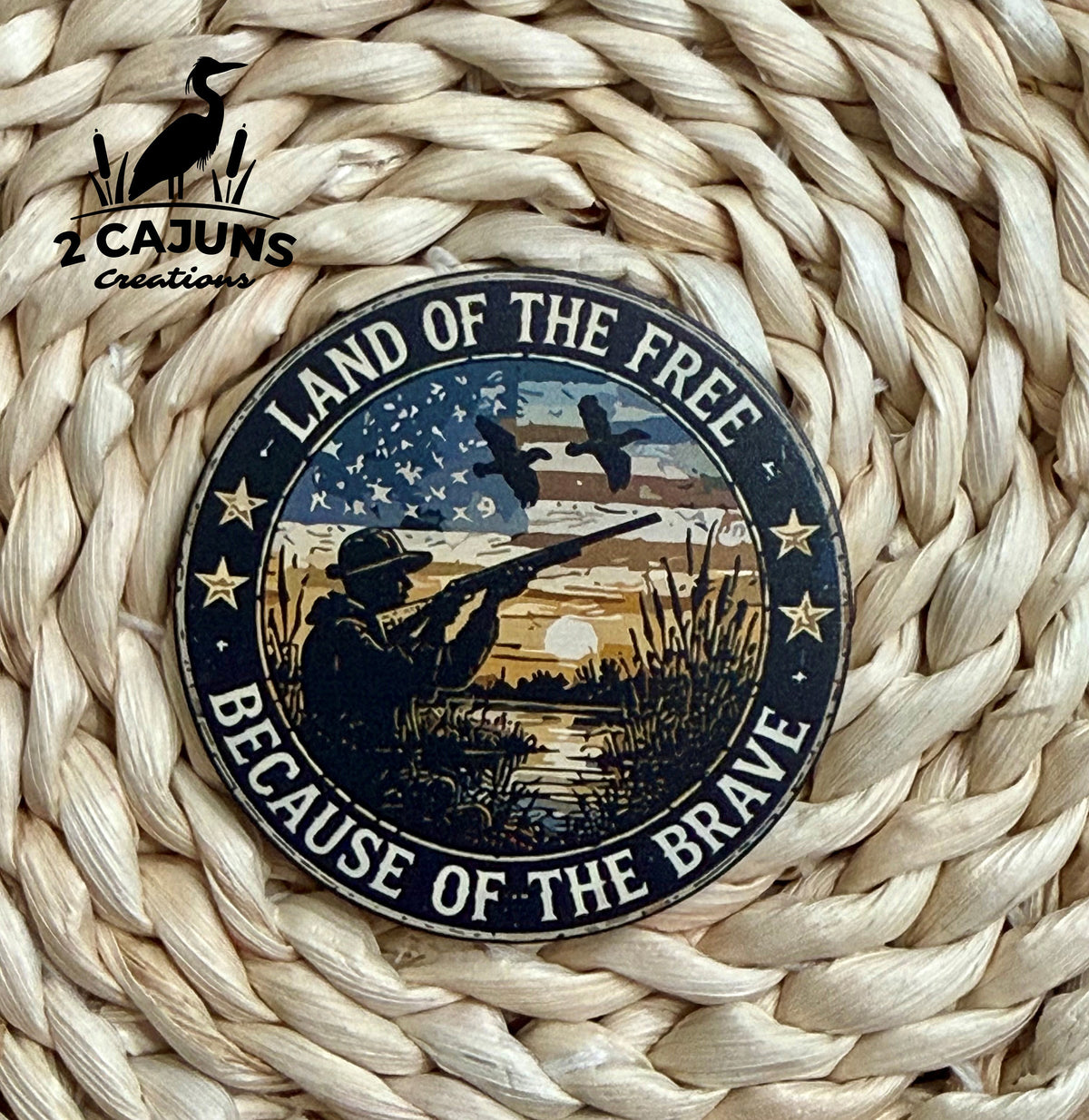 Land of the Free Because of the Brave Duck Hunting UV Printed Hat Patch