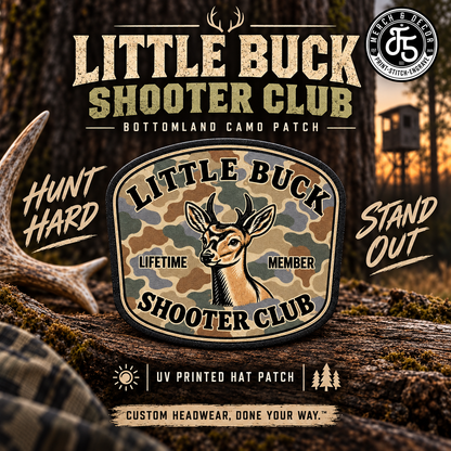 Little Buck Shooter Club Backwoods Camo UV Printed Hat Patch
