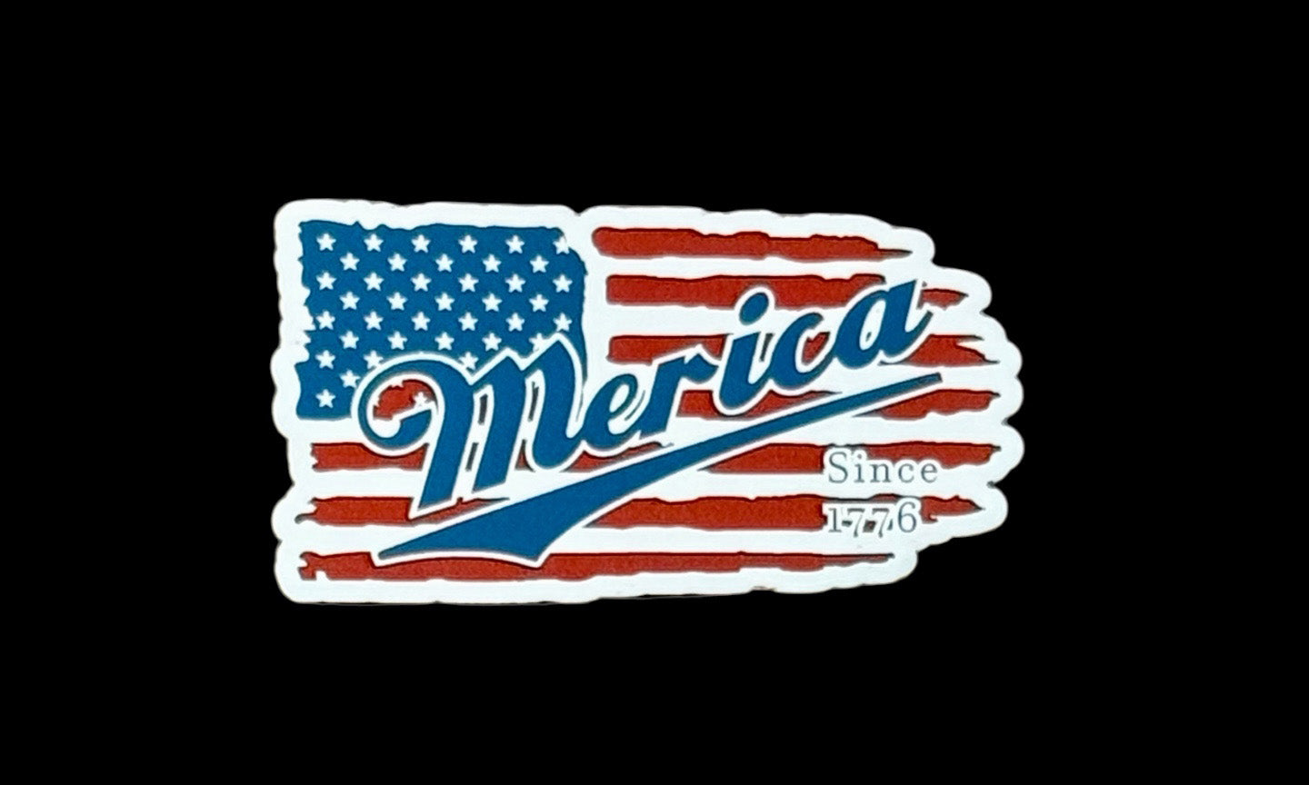 Merica on American Flag Patriotic Acrylic Hat Patch - 3 Colors Available