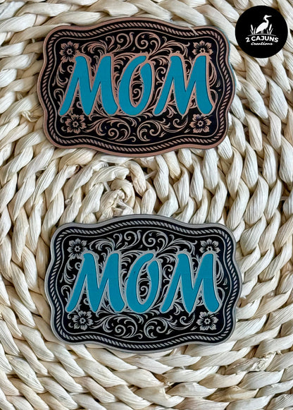 Mom Scroll Design Acrylic Laser Engraved Hat Patch