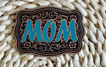 Mom Scroll Design Acrylic Laser Engraved Hat Patch