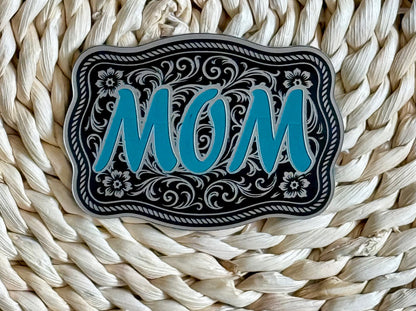 Mom Scroll Design Acrylic Laser Engraved Hat Patch