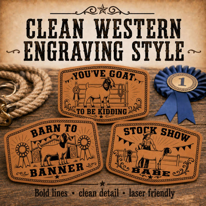 Goat Livestock Show SVG Bundle, 16 Western Hat Patch Designs, 4H FFA Goat Show Laser Files, Leatherette Patch Digital Download