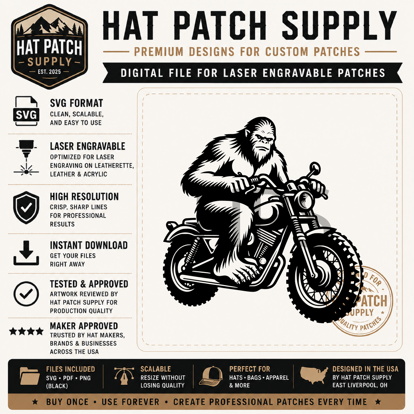 Bigfoot Hat Patch SVG Bundle – 17 Laser Ready Sasquatch Designs | Funny Bigfoot SVG Digital Download