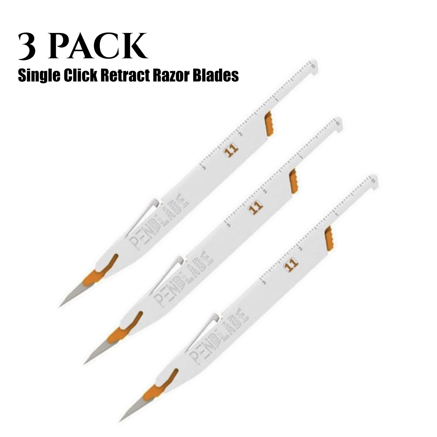 3-Pack Retractable Razor PenBlades #11 for Crafts, Vinyl Decals, Stickers & Leather