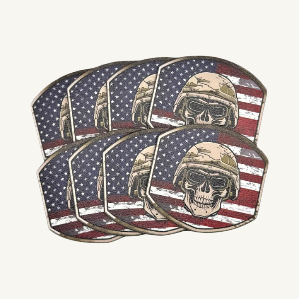 UV Printed Leatherette Patches - Skull & Flag Designs