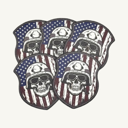 UV Printed Leatherette Patches - Skull & Flag Designs