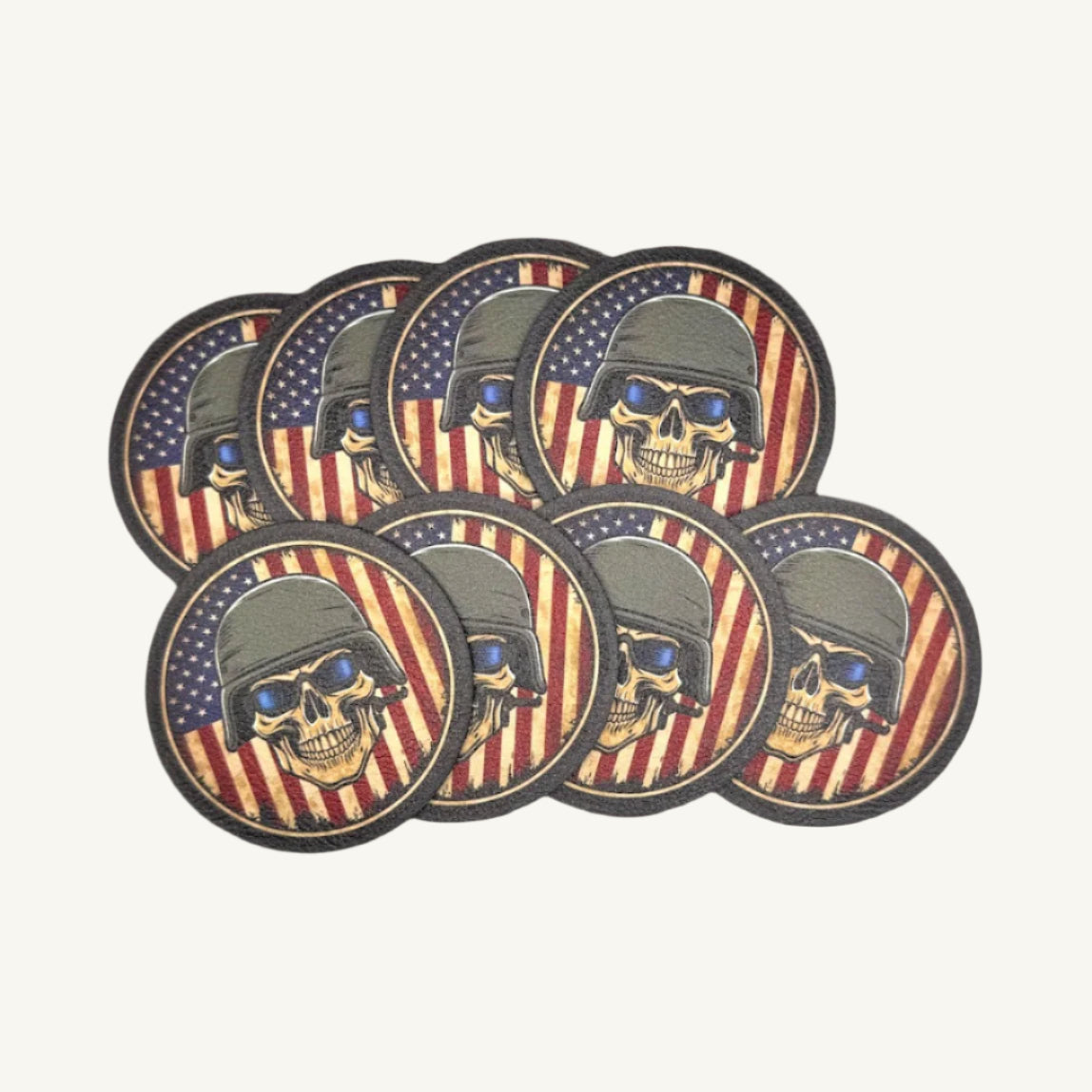 UV Printed Leatherette Patches - Skull & Flag Designs