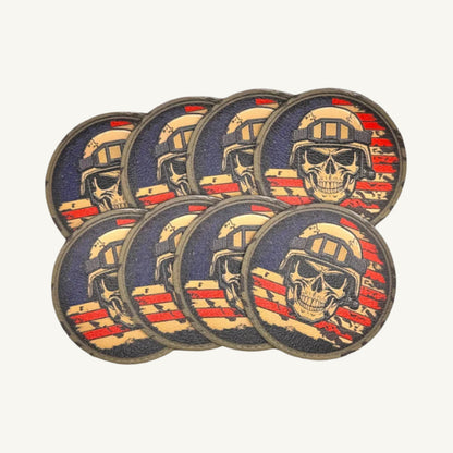 UV Printed Leatherette Patches - Skull & Flag Designs