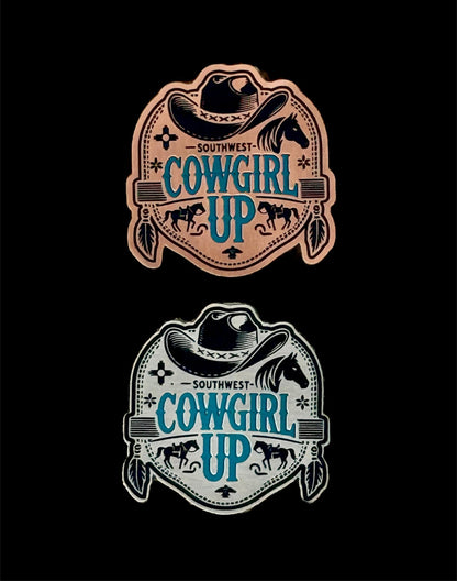 Cowgirl Up Acrylic Laser Engraved Hat Patch