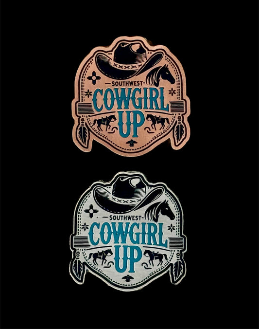 Cowgirl Up Acrylic Laser Engraved Hat Patch
