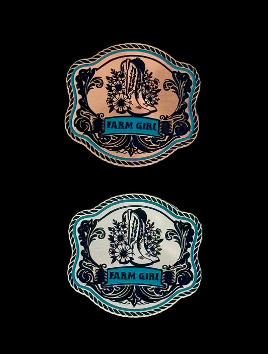 Farm Girl Western Style Acrylic Laser Engraved Hat Patch