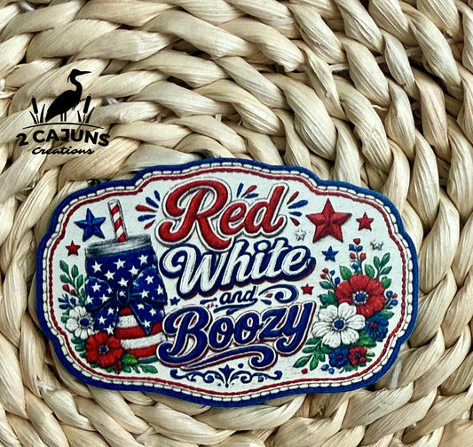 Red White and Boozy UV Printed Hat Patch
