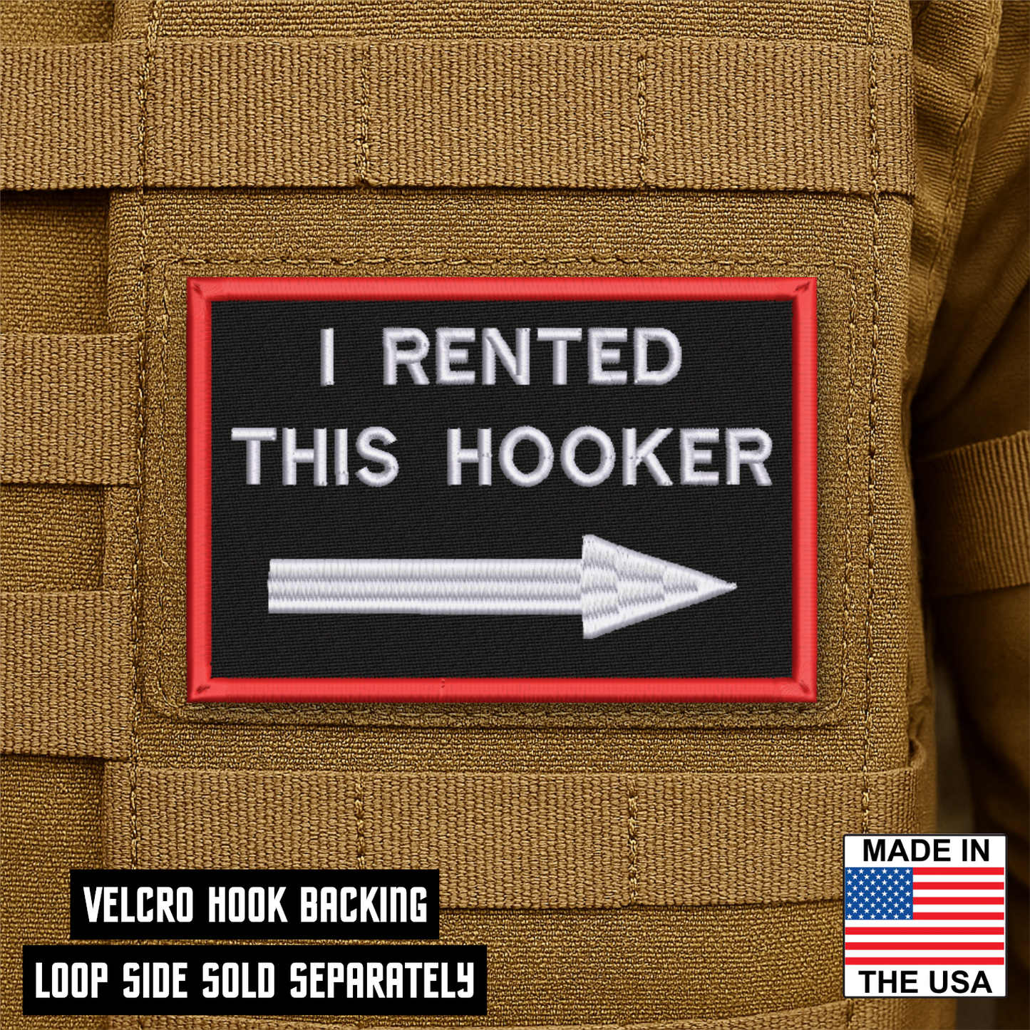 I Rented This Hooker Funny Morale Patch 2"x3" Hook & Loop | Made in USA