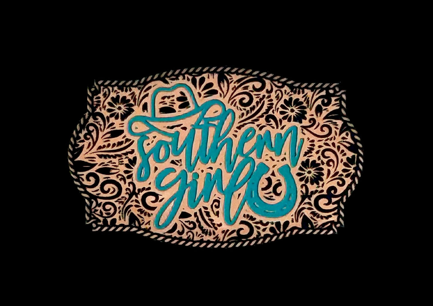 Southern Girl Western Style Tooled Acrylic Laser Engraved Hat Patch