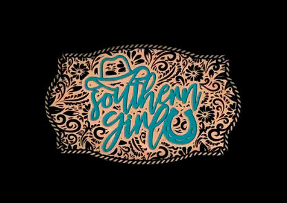 Southern Girl Western Style Tooled Acrylic Laser Engraved Hat Patch