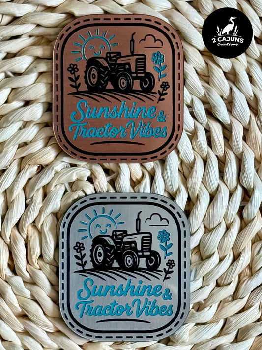 Sunshine and Tractor Vibes Acrylic Laser Engraved Hat Patch