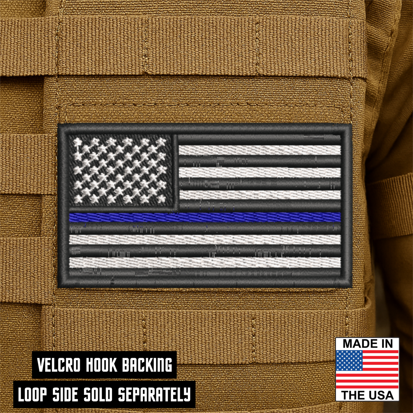 Law Enforcement Thin Blue Line American Flag VELCRO® Patch | Made in USA
