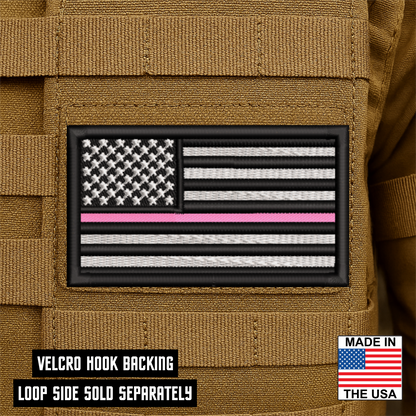 Breast Cancer Awareness Thin Pink Line American Flag VELCRO® Patch | Made in USA