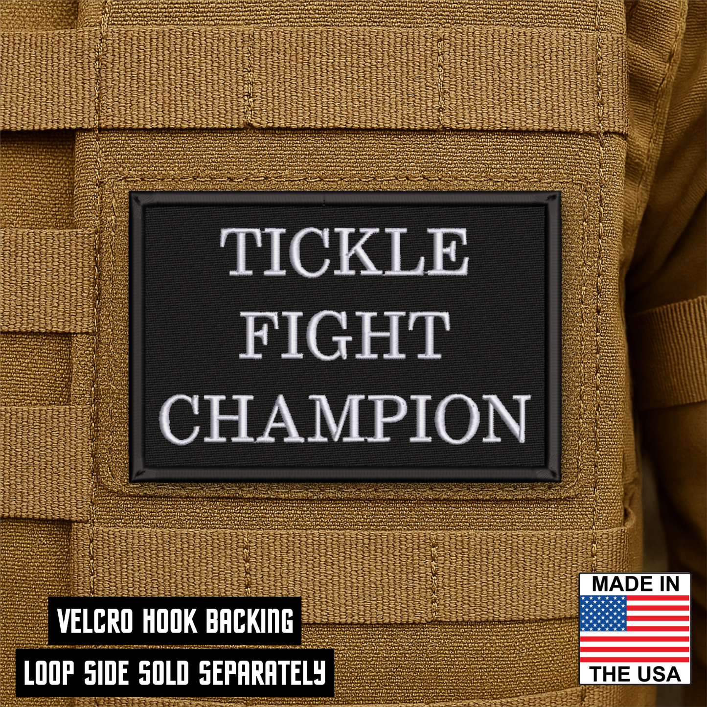 Tickle Fight Champion Funny Morale Patch 2" x 3" Hook & Loop | Made in USA